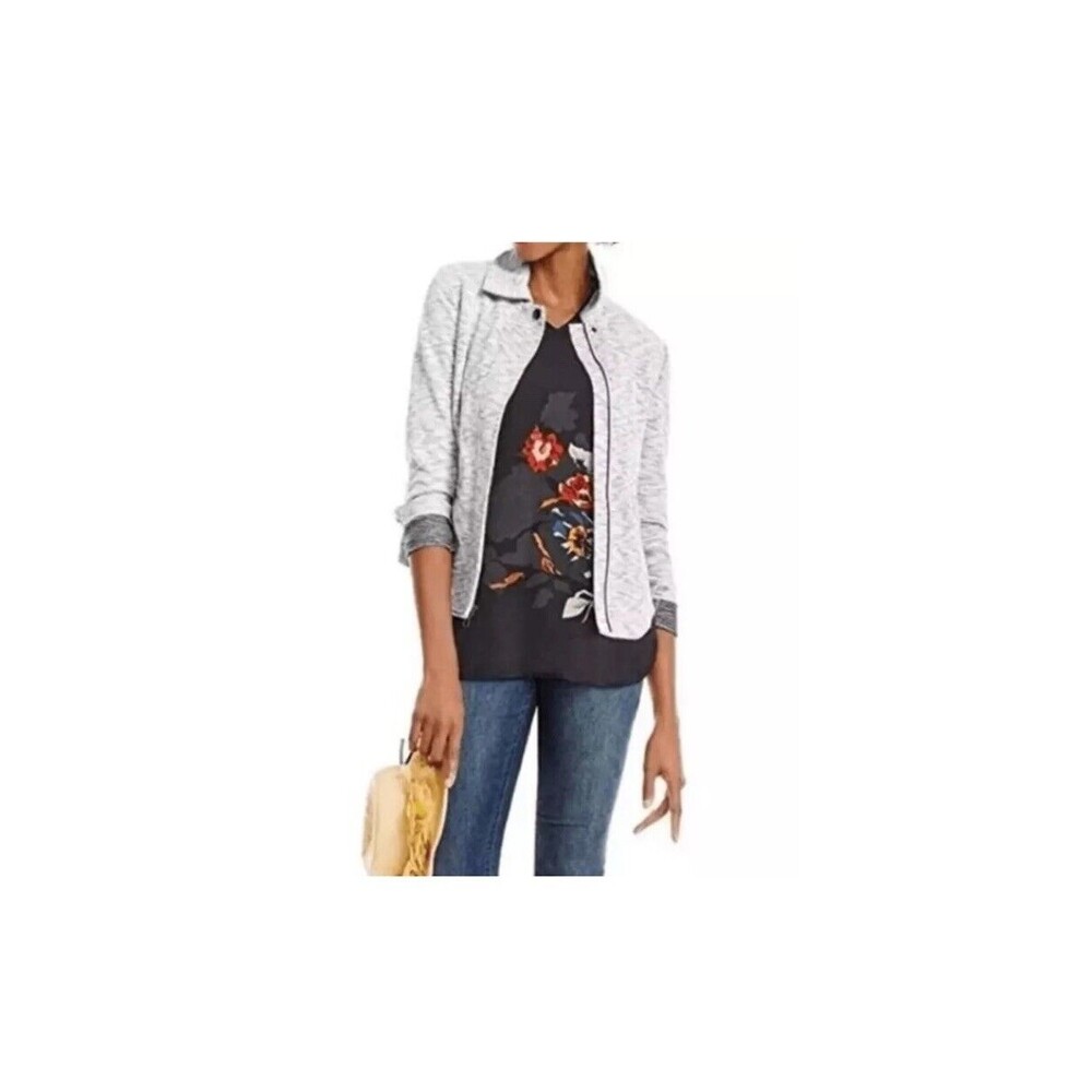 Cabi Neo Moto Jacket Marled Heather Gray Size Large  #5102